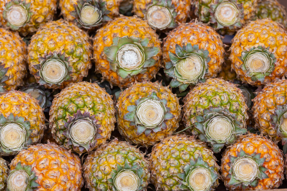 Pineapple in the market, pineapple background